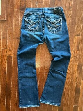 Silver Jeans Suki Surplus Dark Wash Bootcut Flare Flap Pocket Jeans Y2K W28